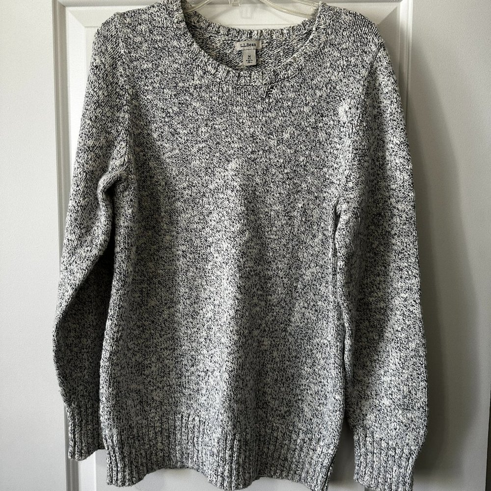 L.L. Bean Sweater, White and Black, Size Medium